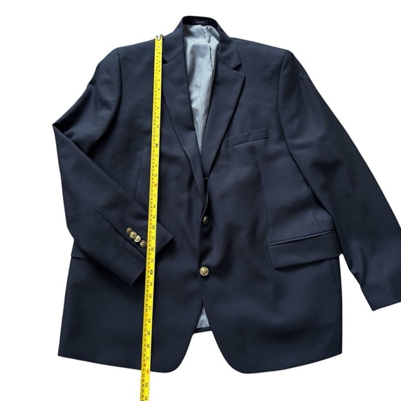 Stafford Tailored Culture Navy Gold Button Classic Fit Blazer Wool Size 50 Reg - Picture 2 of 7